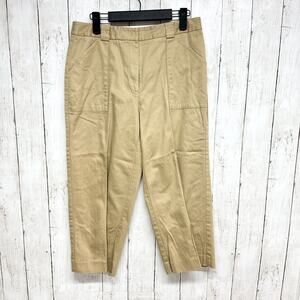 Liz Claiborne LizSport Pants Women Sz 10 Audra Tan Cotton Crop Straight Zip Fly